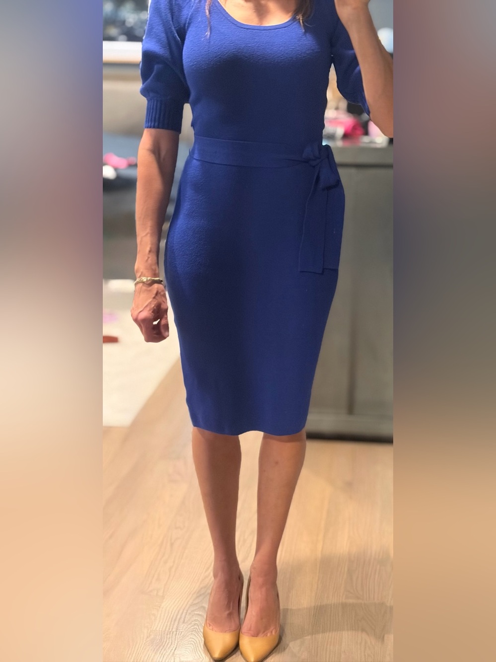 Betsey Johnson Cobalt Blue Pencil Skirt with Waist Tie
